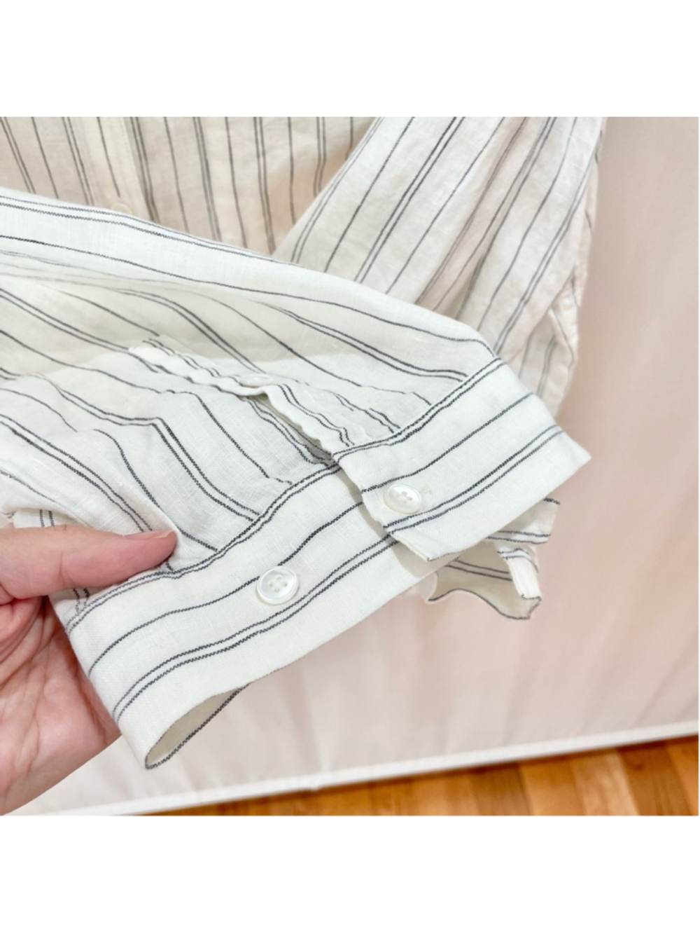 Banana Republic Oversized Premium Linen Striped Button Front Shirt Size M - Picture 6 of 7